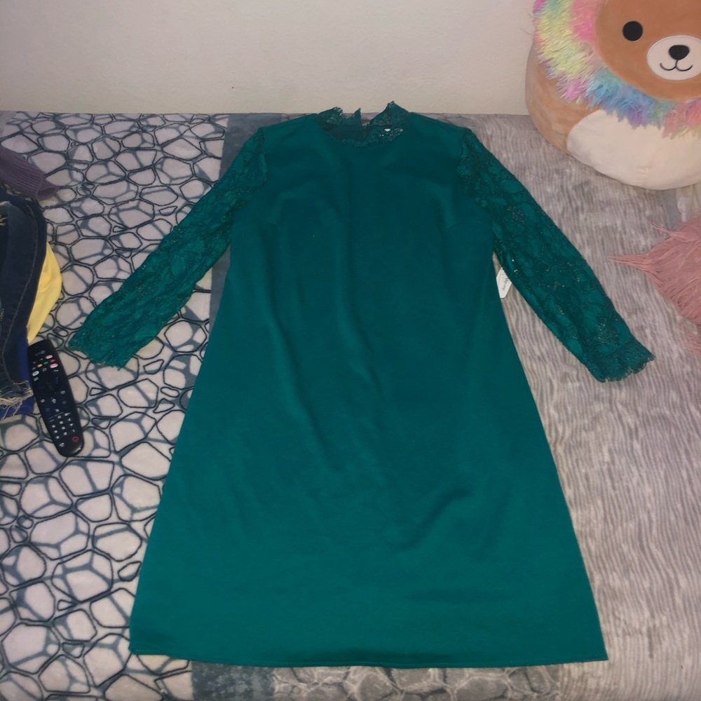 lace green midi dress